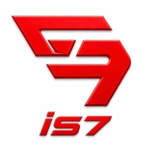is7 game official logo with red and white geometric icon